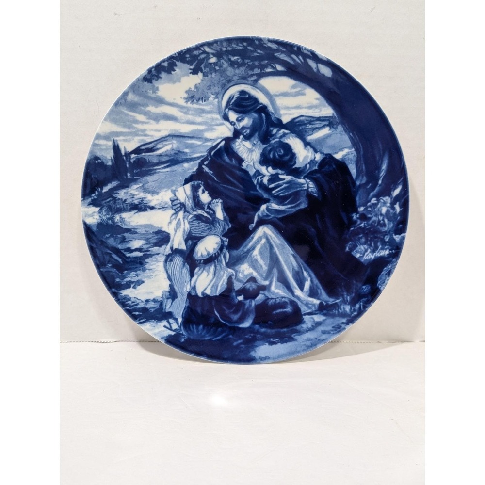 Avon Decorative Plate 8" Blue Excellent Bless The Little Children 1992